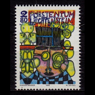 Liechtenstein Zeitgenössische Kunst Hundertwasser 1993 Mi 1060 ** (c057