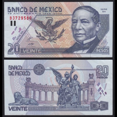 MEXIKO - MEXICO 20 Pesos Banknote 2000 UNC Pick 111 (21130
