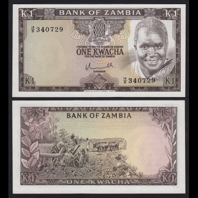 SAMBIA - ZAMBIA 1 Kwacha Banknote (1976) UNC Pick 19a (21113