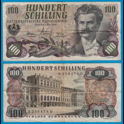 Österreich - Austria 100 Schilling Banknote 1960 (1961) etwa F (4) Pick 138