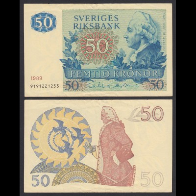 Schweden - Sweden 50 Kronen Banknote 1989 F/VF (3-) Pick 53d (21300