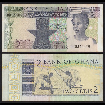 Ghana - 2 Cedis Banknote 1982 Pick 18d VF+ (3+) (21310