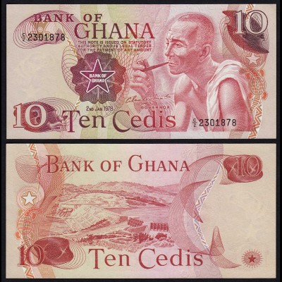 Ghana - 10 Cedis Banknote 1978 Pick 16f UNC (1) (21314