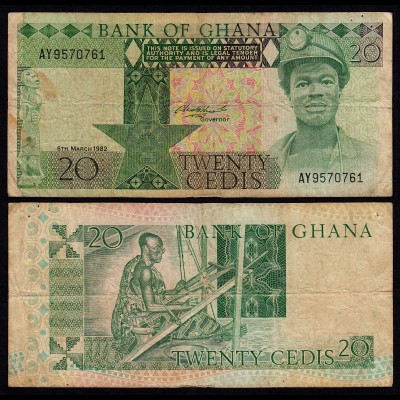 Ghana - 20 Cedis Banknote 1982 Pick 21c F (4) (21327