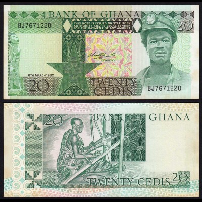 Ghana - 20 Cedis Banknote 1982 Pick 21c aUNC (1-) (21328