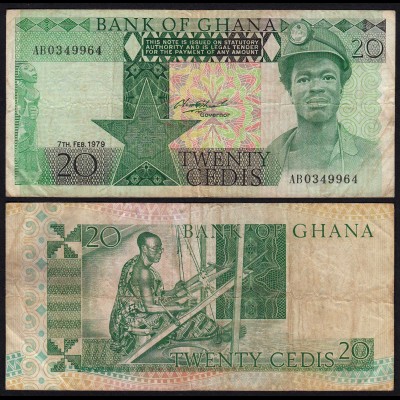 Ghana - 20 Cedis Banknote 1979 Pick 21a VF- (3-) (21329