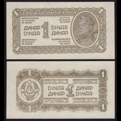 Jugoslawien - Yugoslavia 1 Dinar Banknote 1944 Pick 48b UNC (1) Dickes Papier