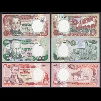 Kolumbien - Colombia 100, 200, 500 Pesos 1987/91 UNC (1) (21434