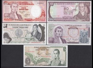 Kolumbien - Colombia 5 Stück Banknoten 1979/87 UNC (1) (21435