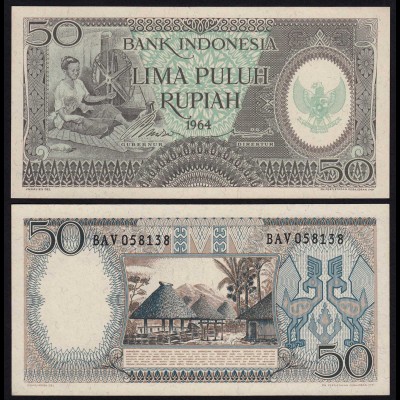 Indonesien - Indonesia 50 Rupiah Banknote 1964 Pick 96 UNC (1) (21463