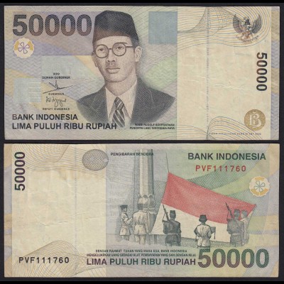 Indonesien - Indonesia 50000 50.000 Rupiah 1999/2002 Pick 139b VF (3) (21488