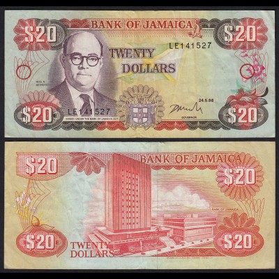 JAMAIKA - JAMAICA 20 Dollars Banknote 1996 Pick 72f VF (3) (21504