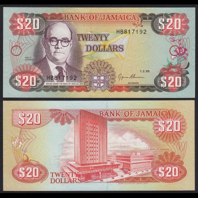 JAMAIKA - JAMAICA 20 Dollars Banknote 1995 Pick 72e UNC (1) (21508