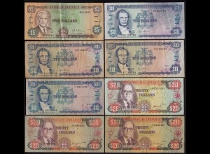 JAMAIKA - JAMAICA - 8 Stück Jamaica Banknotes 1989-1996 gebraucht (21516