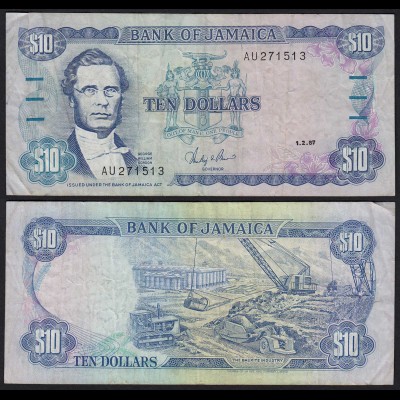 JAMAIKA - JAMAICA 10 Dollars Banknote 1987 Pick 71b VF (3) (21523