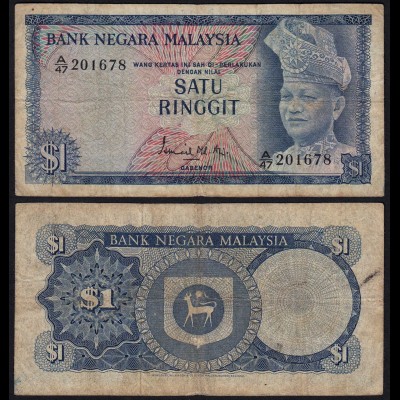 Malaysia 1 Ringgit Banknote 1967/72 Pick 1a F (4) (21538