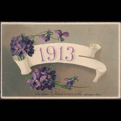 AK NEUJAHR 1913 Embossed Prägekarte 1912 (21634