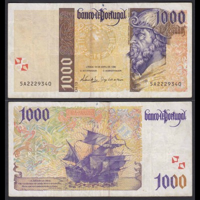 Portugal - 1000 Escudos Banknote 18.4.1996 Pick 188a F- (4-) (21748