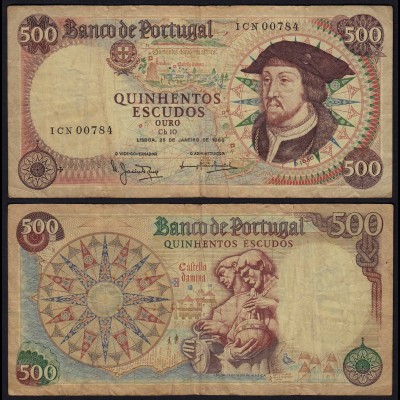 Portugal - 500 Escudo Banknotes 25-1-1966 - Pick 170a F+ (4+) (21776