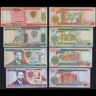 MOSAMBIK - MOZAMBIQUE 4 Stück Banknoten 1991-99 UNC (21794