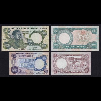 Nigeria 50 Kobo + 20 Naira Banknoten UNC (21799