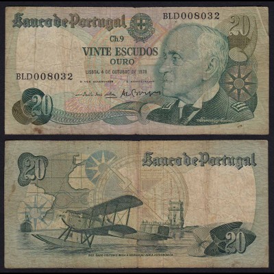 Portugal - 20 Escudos Banknote 1978 - Pick 176b F (4) (21822