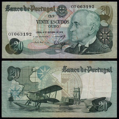 Portugal - 20 Escudos Banknote 1978 - Pick 176b VF (3) (21823