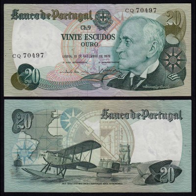 Portugal - 20 Escudos Banknote 1978 - Pick 176a aXF (2-) (21827