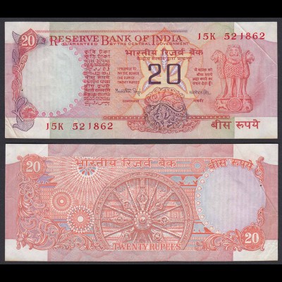 Indien - India - 20 RUPEES Banknote - Pick 82f VF (3) Letter A (21853