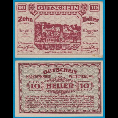 Österreich - Austria 10 Heller Weitenegg 1920 Notgeld/Gutschein (20940
