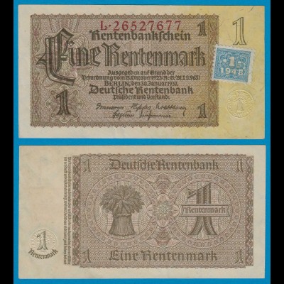 SBZ/DDR Huponausgabe 1 Mark auf 1 RM Banknote 1948 Ros.330b XF (2)