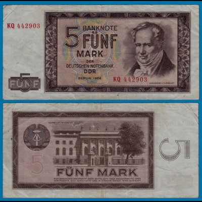 DDR Banknote 5 Mark 1964 Ros. 354a VF (3) (20969