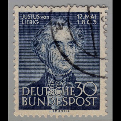 BRD Bund Bundesrepublik Mi. 166 Justus Liebig 1953 gestempelt Mi.25 € (3714