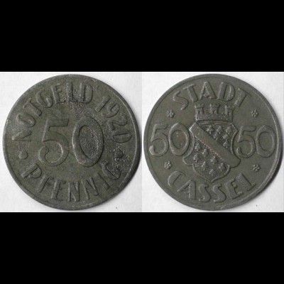 Cassel Germany 50 Pfennig Notgeld 1920 zinc (4128
