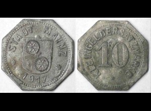 Mainz Germany 10 Pfennig Notgeld Kleigeldersatz 1917 zinc (4126