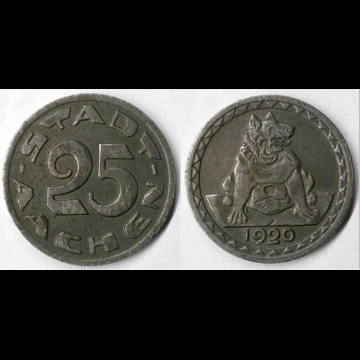 Aachen Germany 25 Pfennig Dog Notgeld/Emergency Money 1920 Iron (4121