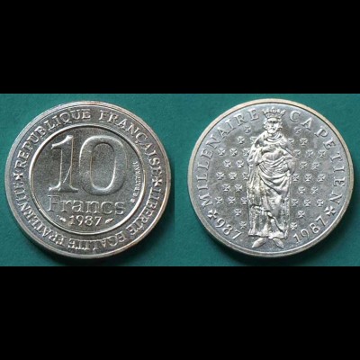 Frankreich - France 10 Francs Silber-Münze 1987 900/1000 (21914