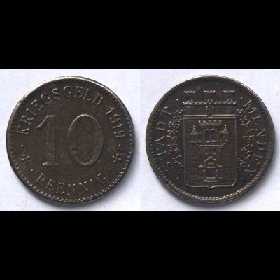 Menden 10 Pfennig Notgeld/Kriegsgeld 1919 Eisen (21977