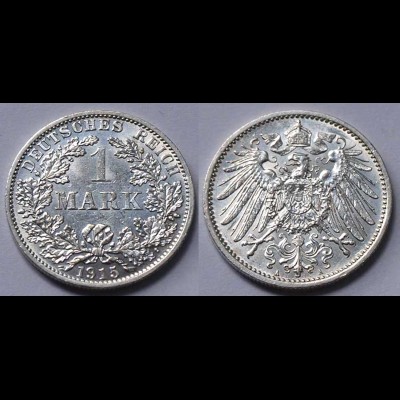 1 Mark Jäger 17 Silber Münze großer Adler 1915 A Kaiserreich (22008