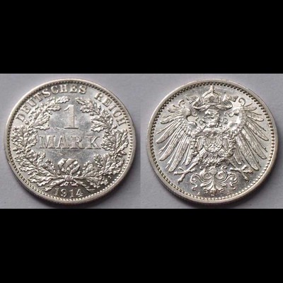 1 Mark Jäger 17 Silber Münze großer Adler 1914 A Kaiserreich (22013