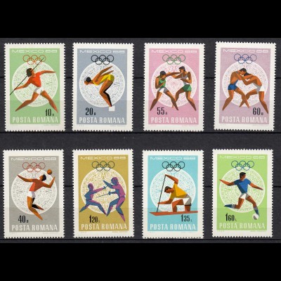 Romania 1968 Olympics Mexico Sc 2030-2037 set mint never hinged (22103