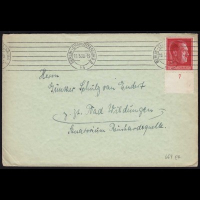 3.Reich Brief mit Mi. 664 als Einzelfrankatur 1938 Hitler 49.Geburtstag (22192
