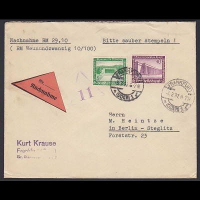 3.Reich Mi.636 + 641 auf Nachnahme Brief 1937 WHW 36 (22198