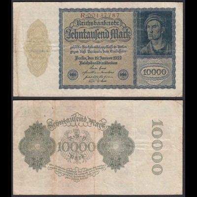Reichsbanknote - 10.000 10000 Mark 1922 Ros. 69 Pick F (4) (22337