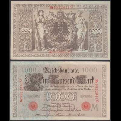Reichsbanknote - 1000 Mark 1910 Ros. 45 fast XF (2-) (22338
