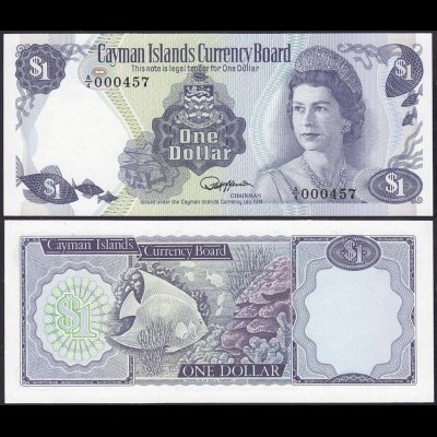 Cayman Islands - 1 Dollar 1974 Pick 5 UNC (1) Prefix A4 Serien Nr 000457