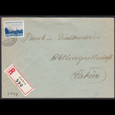 Liechtenstein 1941 R-Brief Eschen - Vaduz Mi. 230 Einzelfrankatur (22711