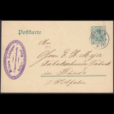 Zigarrenfabrik Schöpper Nottuln Postkarte nach Bünde 1910 (22687