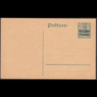 Deutsche Besatzung Belgien 5 Centimes Ganzsache 1914 Mi. P 1 * (22763