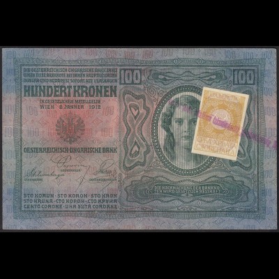 Österreich/Ungarn 100 Kr. Jugoslawien ex Staaten mit Stempel und Briefmarke